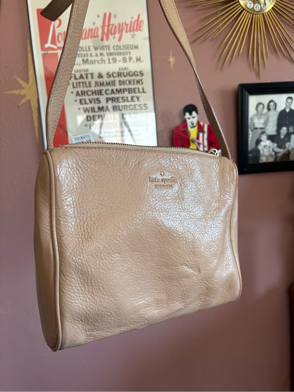 kate spade Pebbled Leather Crossbody in Neutral Beige